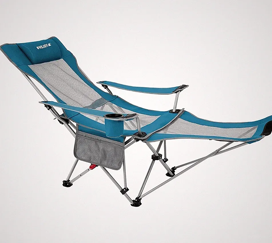 2-in-1 Camping Chair Reclining, Lightweight Folding Camping Chair Cyan Grey