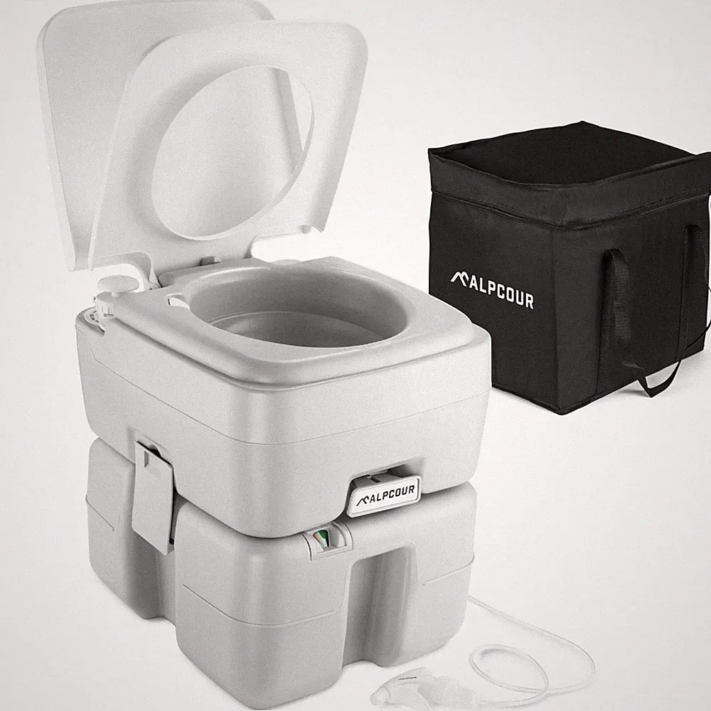 Alpcour Portable RV Toilet with Storage Bag – Commode Toilet for Camping & Boat