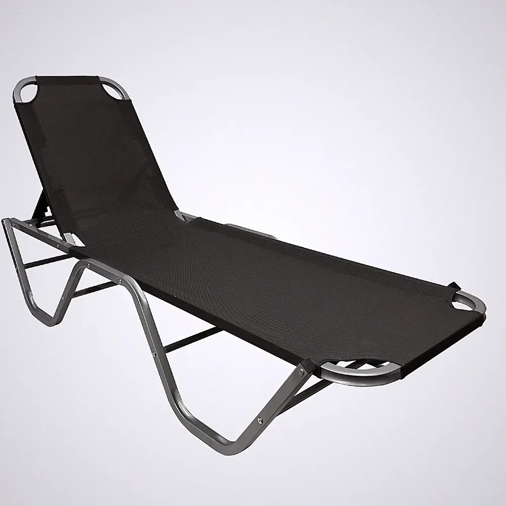 Chaise Lounger Chair – Aluminum - Five-Position Recliner - Lightweight - Black