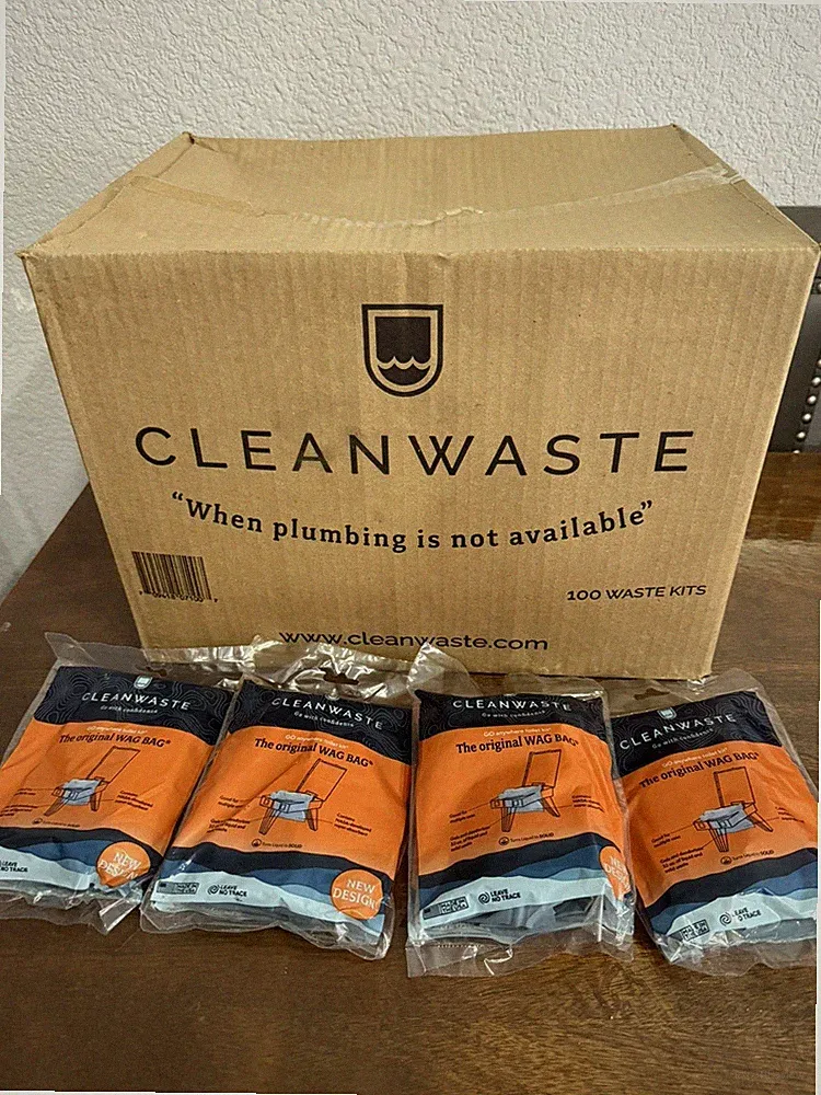 Cleanwaste WAG BAG Go Anywhere Toilet Kit Waste Bags box with 150 bags