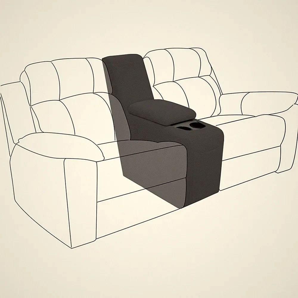 Dark Gray Console Cover for Recliner Loveseat - 2-Piece Set