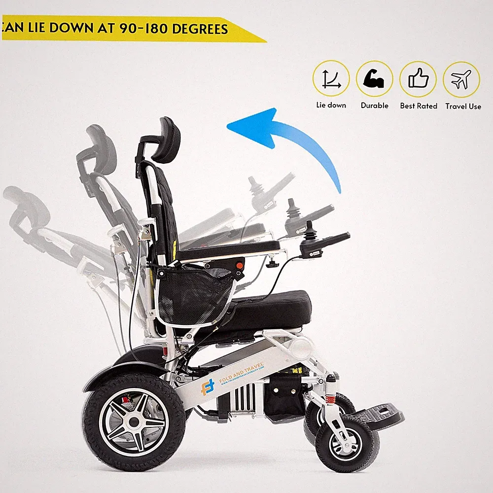 Fold and Travel Manual Recline Wheelchair-Power Wheel chair with Remote Control