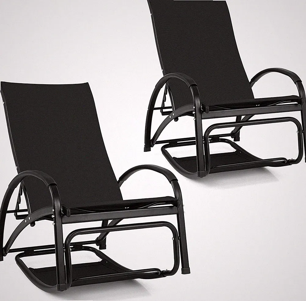Heavy-Duty Adjustable Outdoor Rocking Chair Set of 2 - Aluminum Loungers