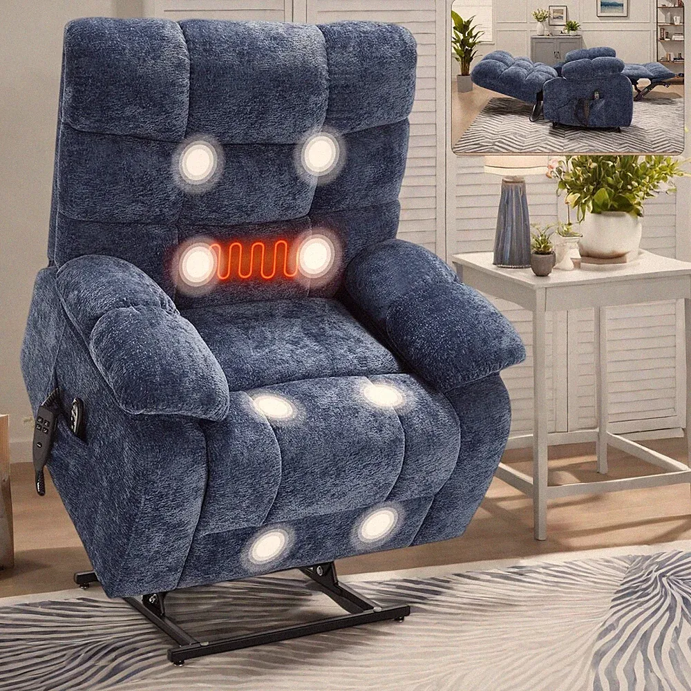 Lift Recliner Chair Heat Massage Chair Dual Motor Infinite Position Up to 350LB