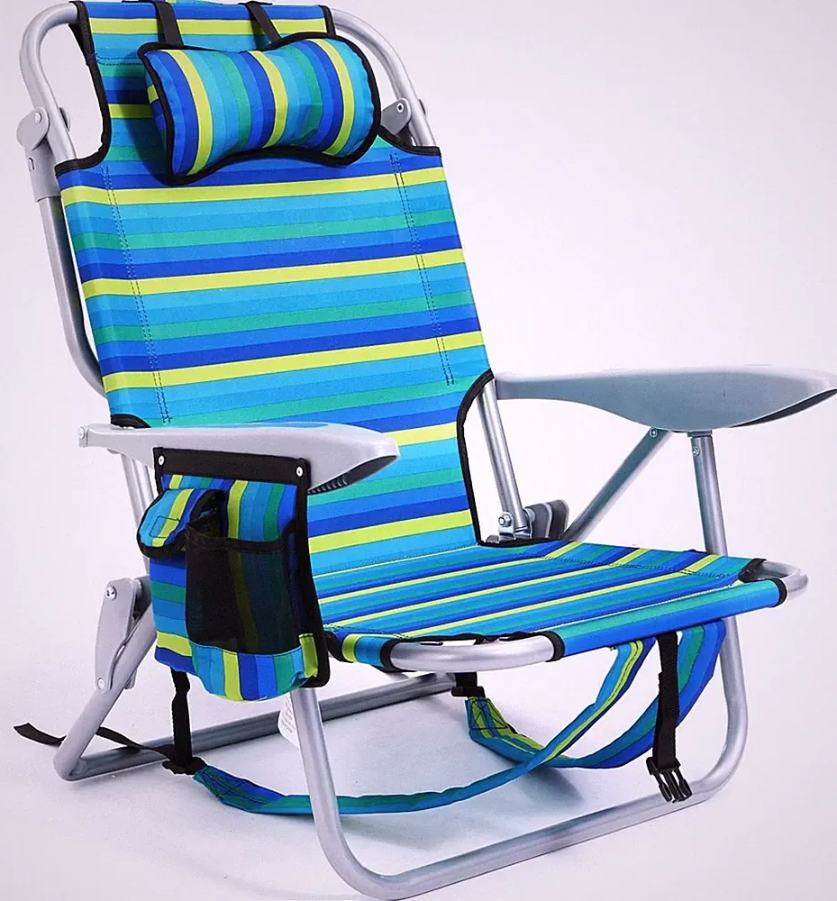 Outdoor Camping Chair Lay Flat Folding Backpack Beach Reclining Chair