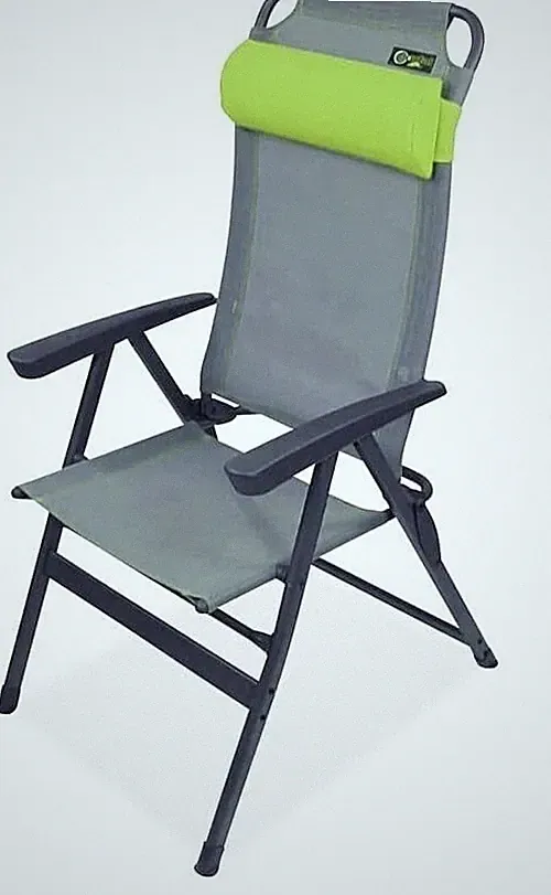 Portal Outdoor Camping Caravan 'Ken' Lightweight Mesh Reclining Chair GREY/GREEN