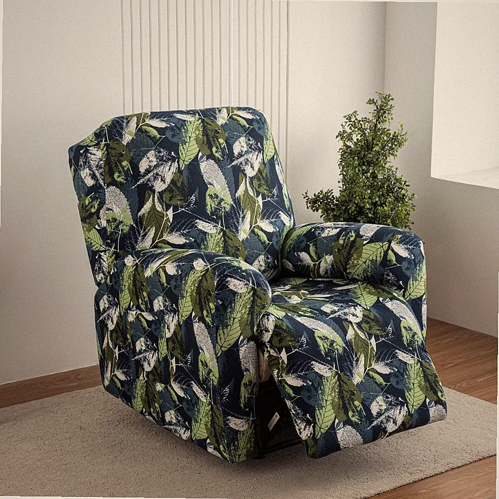Printed Elastic Recliner Sofa Cover Side Pockets Home Decor Furniture Protection