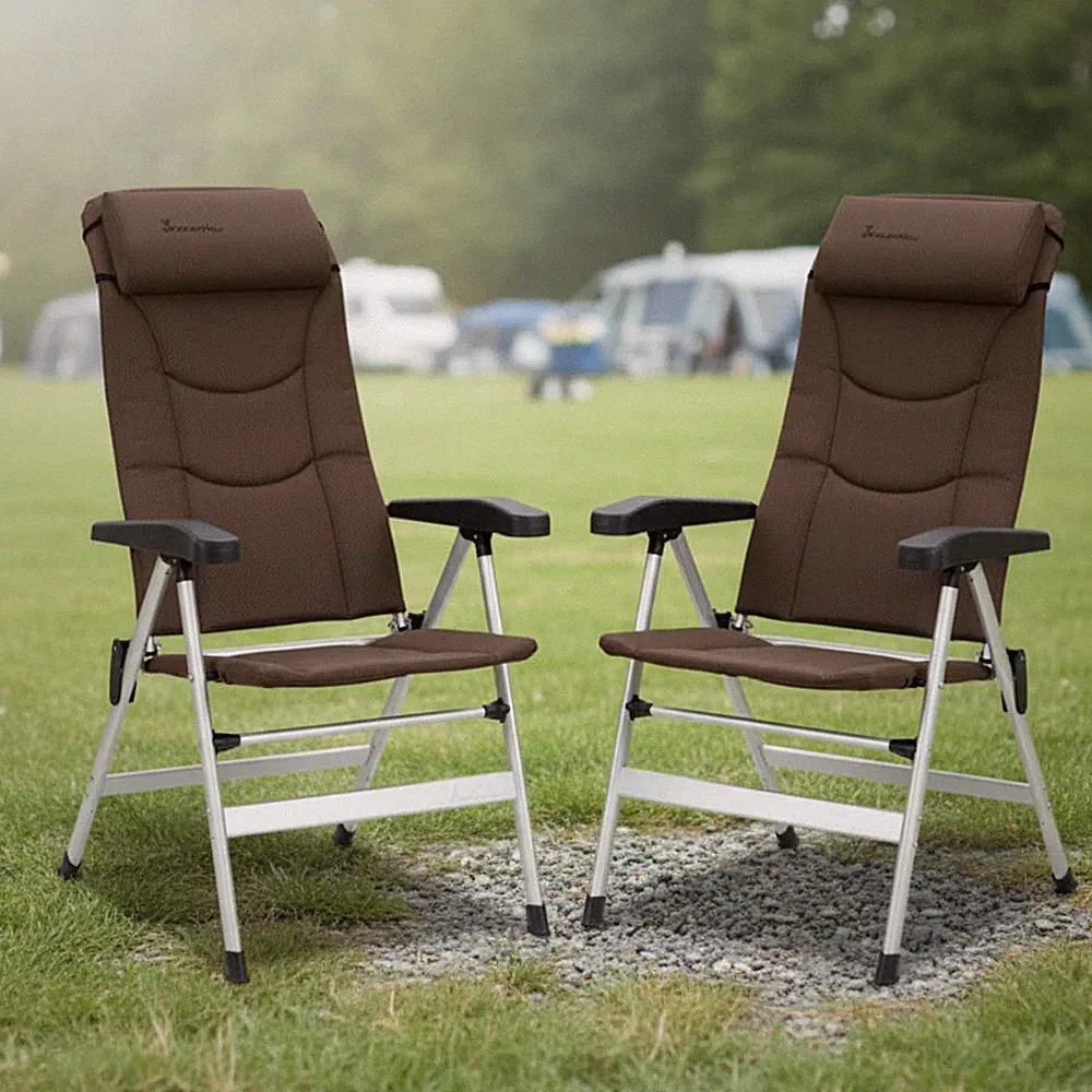 Set Of 2 Isabella Thor Lightweight Portable Folding Camping Chairs Brown (Pair)