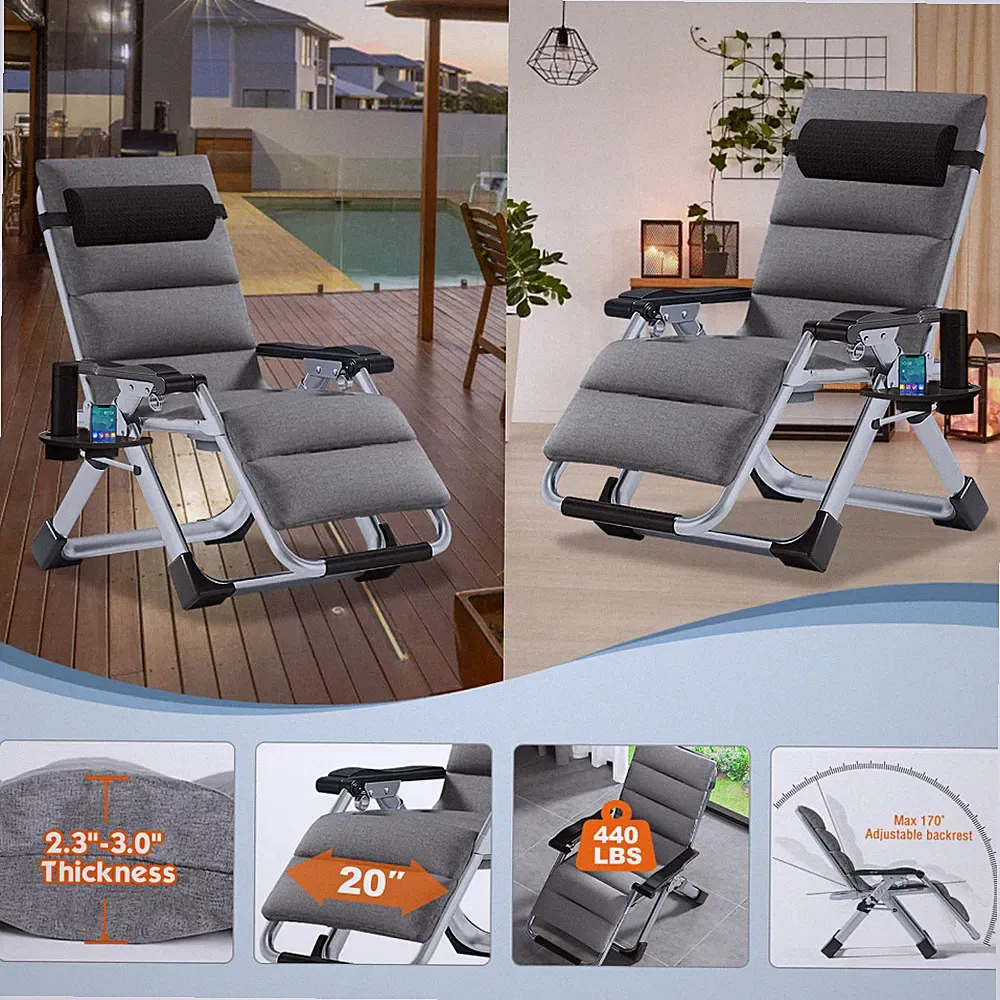 SLSY Zero Gravity Chair Reclining Lounge Chair Cushion & Tray for Indoor Outdoor