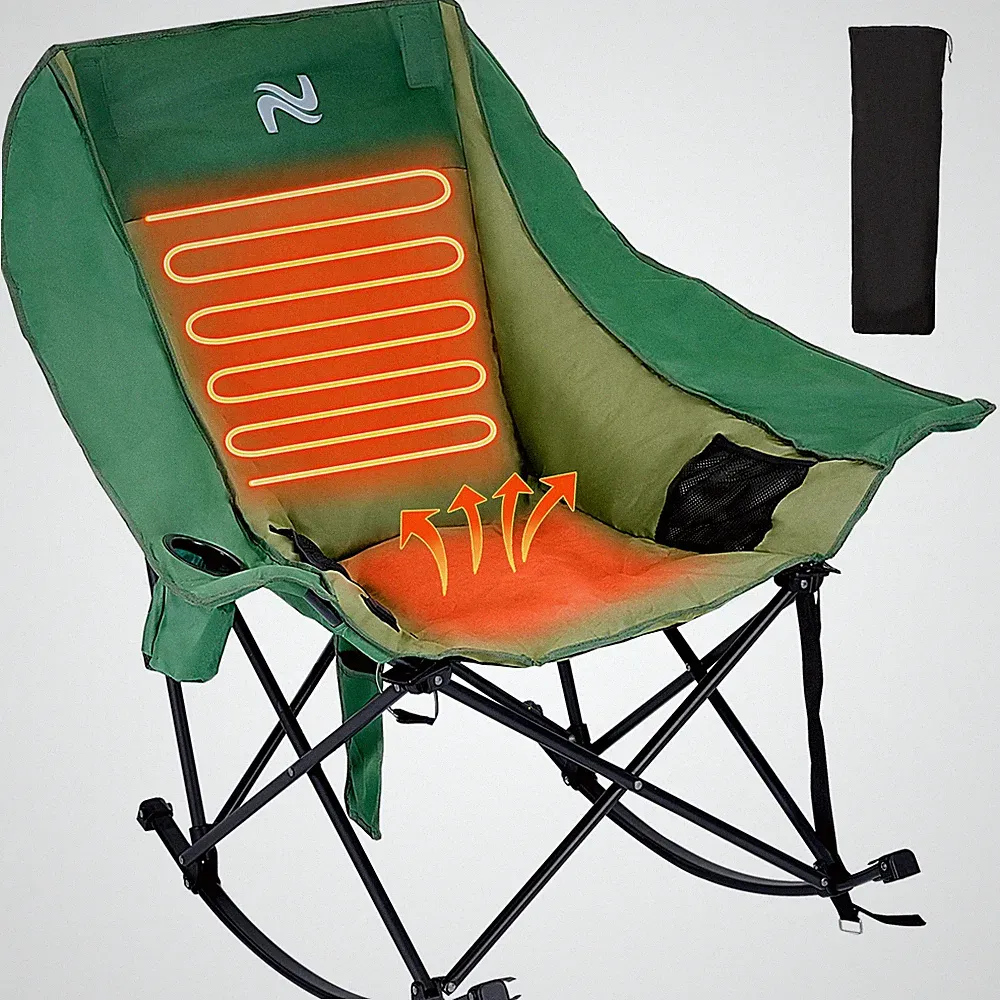 SUNYRISY Oversized Folding Rocking Camping Chairs Padded Recliner Rocker Chair