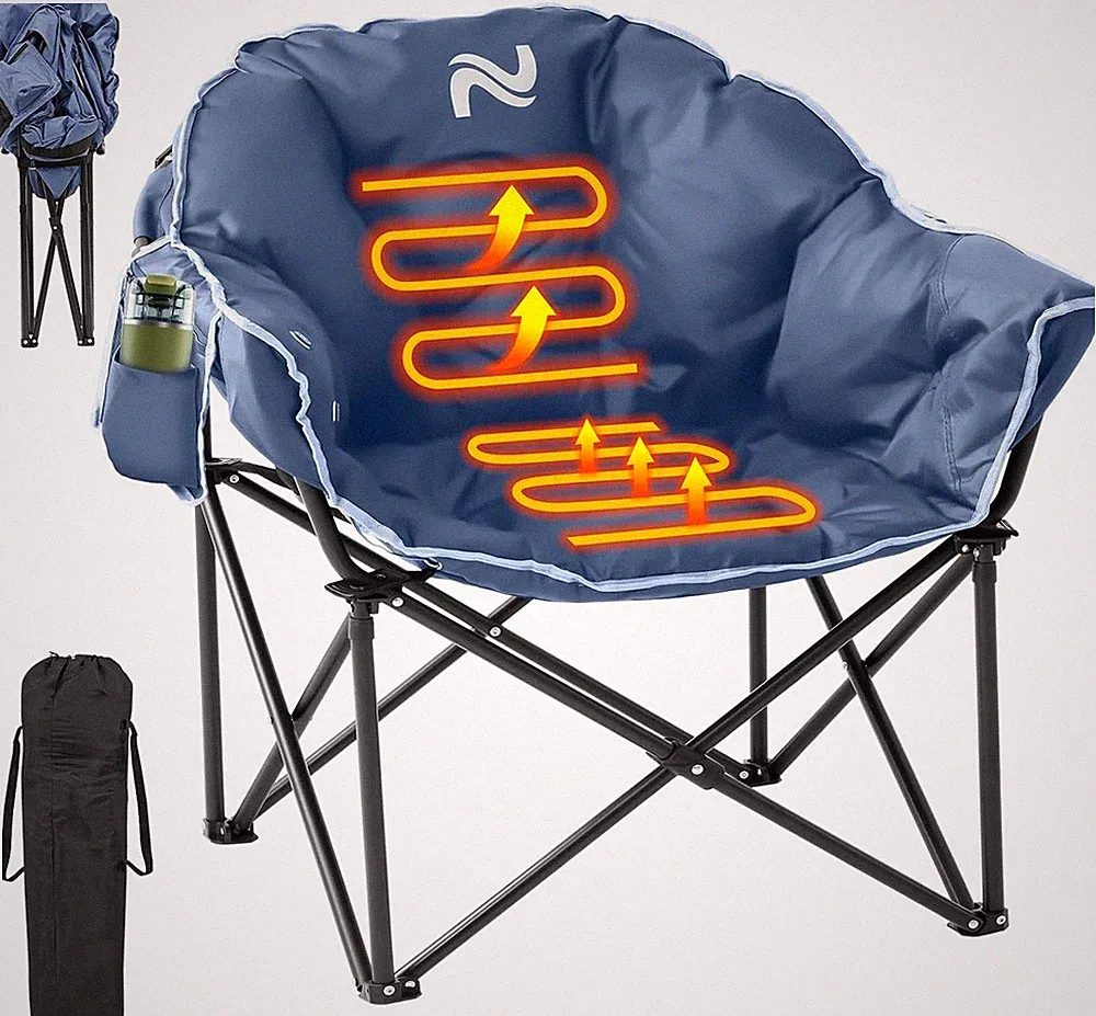 SUNYRISY Oversized Heated Camping Chair Folding Camping Chair & Padded Recliner