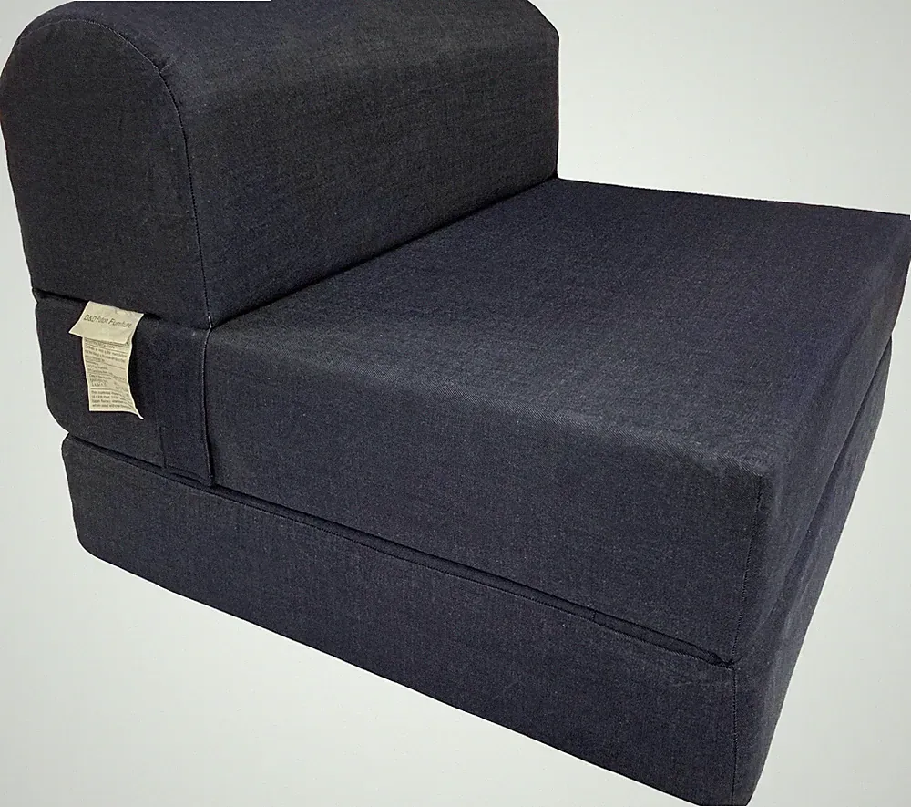 Twin 6x32x70 Flip Chair Folding Foam Beds, Foldable Sofa bed, Denim