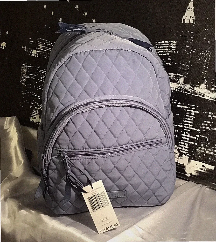 Vera Bradley Essential COMPACT Quilted Backpack Small Sz Rustic Blue NWT RV$145