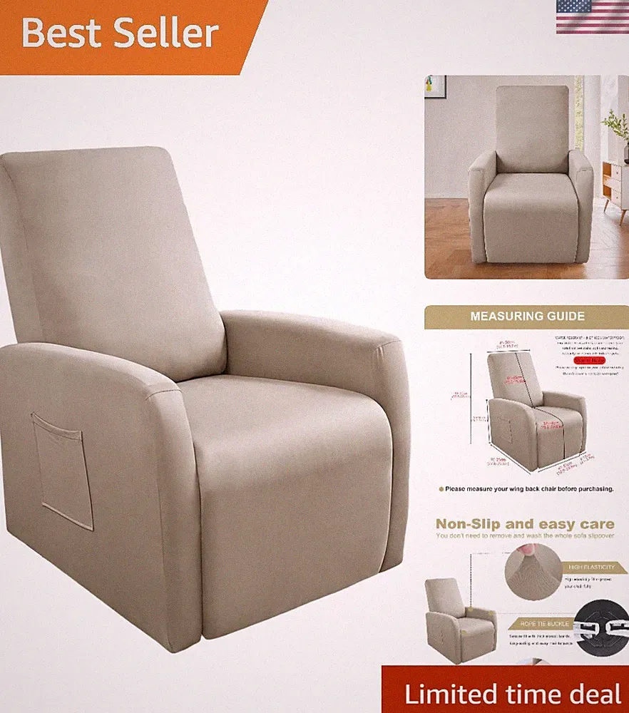 Waterproof Recliner Chair Cover Set 4 Pieces Stretch Small Sofa Slipcover Mocha